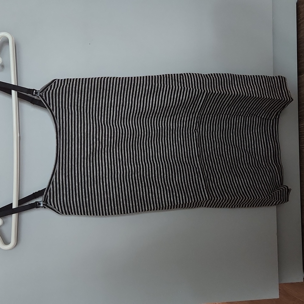 Black & Gray Stripe Clipdown Maternity Camisole XS